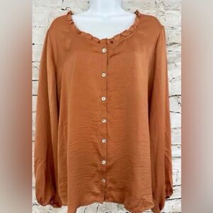 Soft Surroundings Orange Button Up Top Size XL